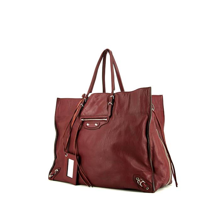 Balenciaga Papier shopping bag in burgundy leather - 00pp