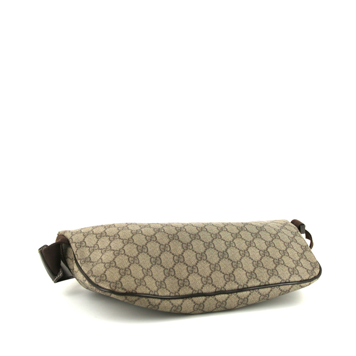 Gucci clutch-belt in beige monogram canvas and brown leather - Detail D4