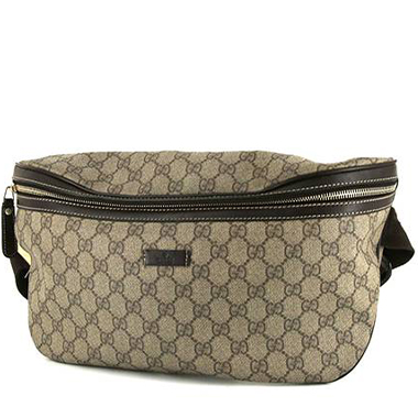 Bolsito-cinturón Gucci en lona Monogram beige y cuero marrón