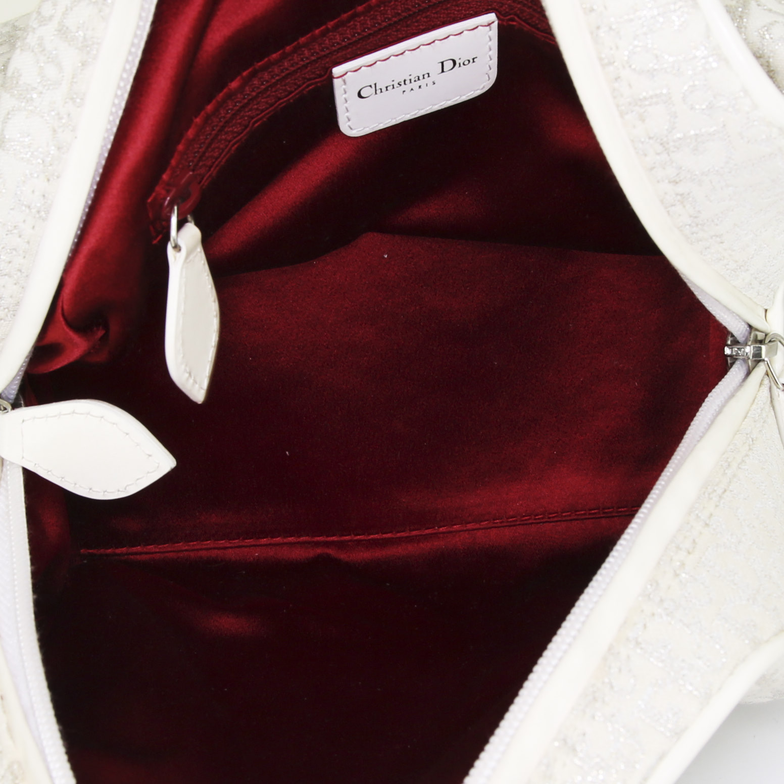 Bolso de mano Dior Vintage en lona monogram blanca y cuero blanco - Detail D2