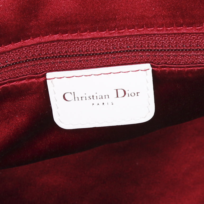 Bolso de mano Dior Vintage en lona monogram blanca y cuero blanco - Detail D3