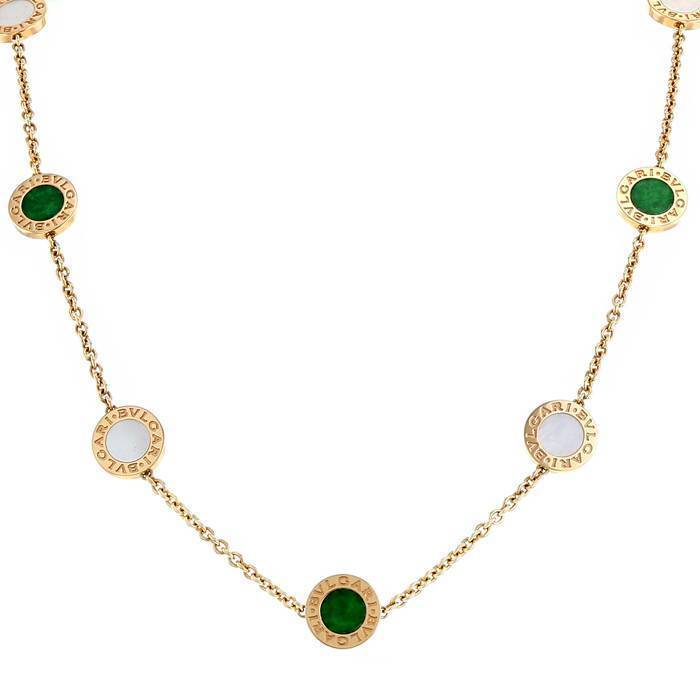 Bulgari Bulgari necklace in pink gold, mother of pearl and jade - 00pp