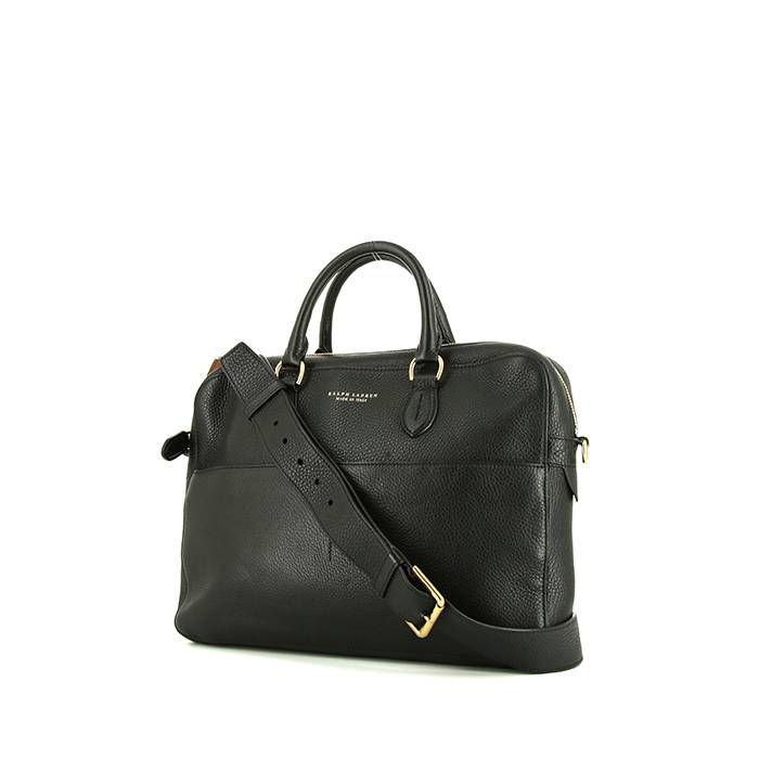 Ralph Lauren briefcase in black grained leather - 00pp