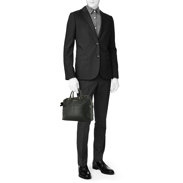 Borsa portadocumenti Ralph Lauren in pelle martellata nera - Detail D1