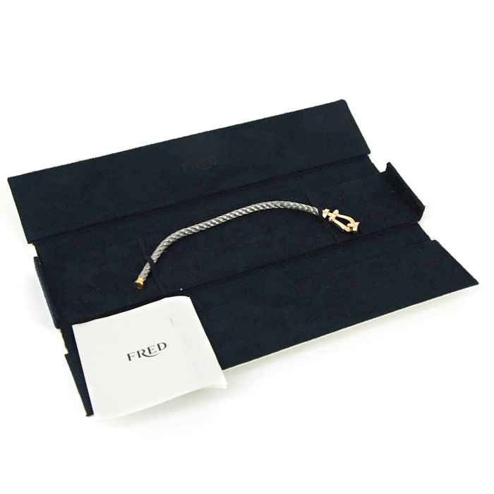 Fred Force 10 large model bracelet in pink gold,  yellow gold and stainless steel - Detail D2