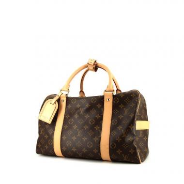 Bolso 24 horas Louis Vuitton Carryall en lona Monogram marrón y cuero natural