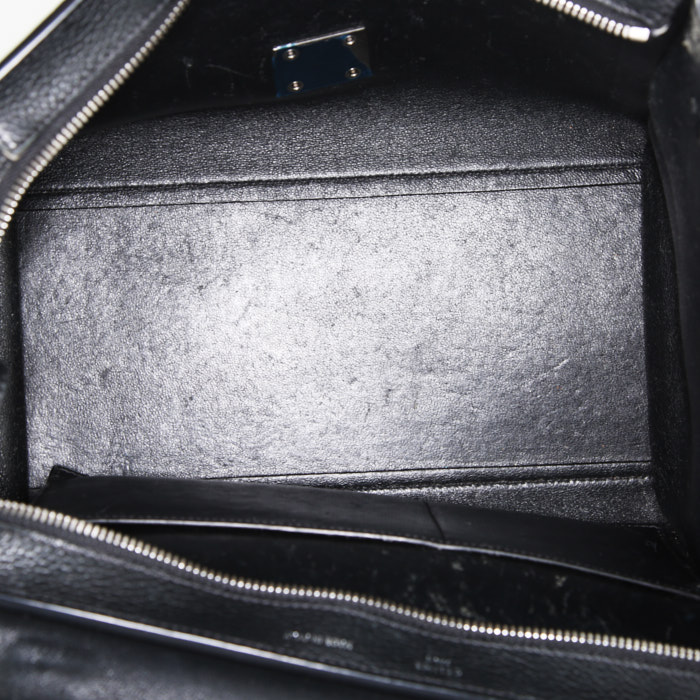 Celine Trapeze handbag in black leather and black suede - Detail D3