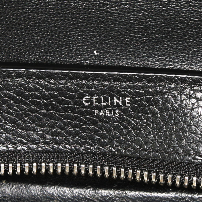 Celine Trapeze handbag in black leather and black suede - Detail D4