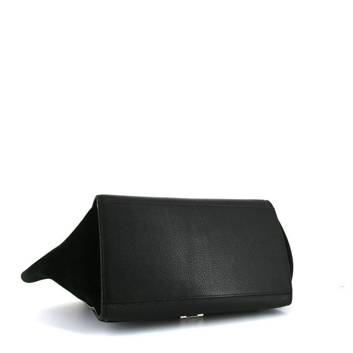 Celine Trapeze handbag in black leather and black suede - Detail D5