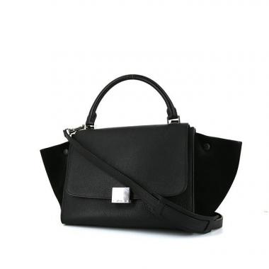 Bolso de mano Celine Trapeze en cuero negro y ante negro