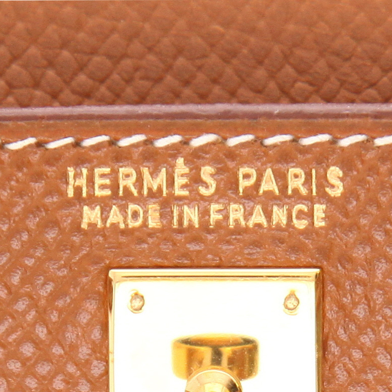 Bolso de mano Hermès Kelly 15 cm en cuero Courchevel color oro - Detail D2