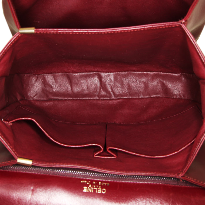 Celine Vintage shoulder bag in burgundy leather - Detail D3