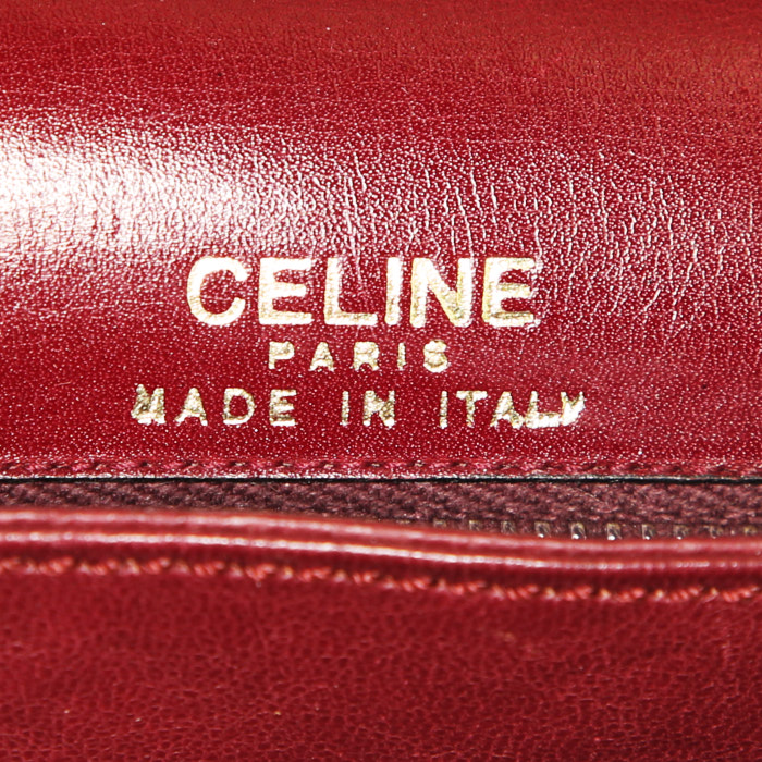 Celine Vintage shoulder bag in burgundy leather - Detail D4