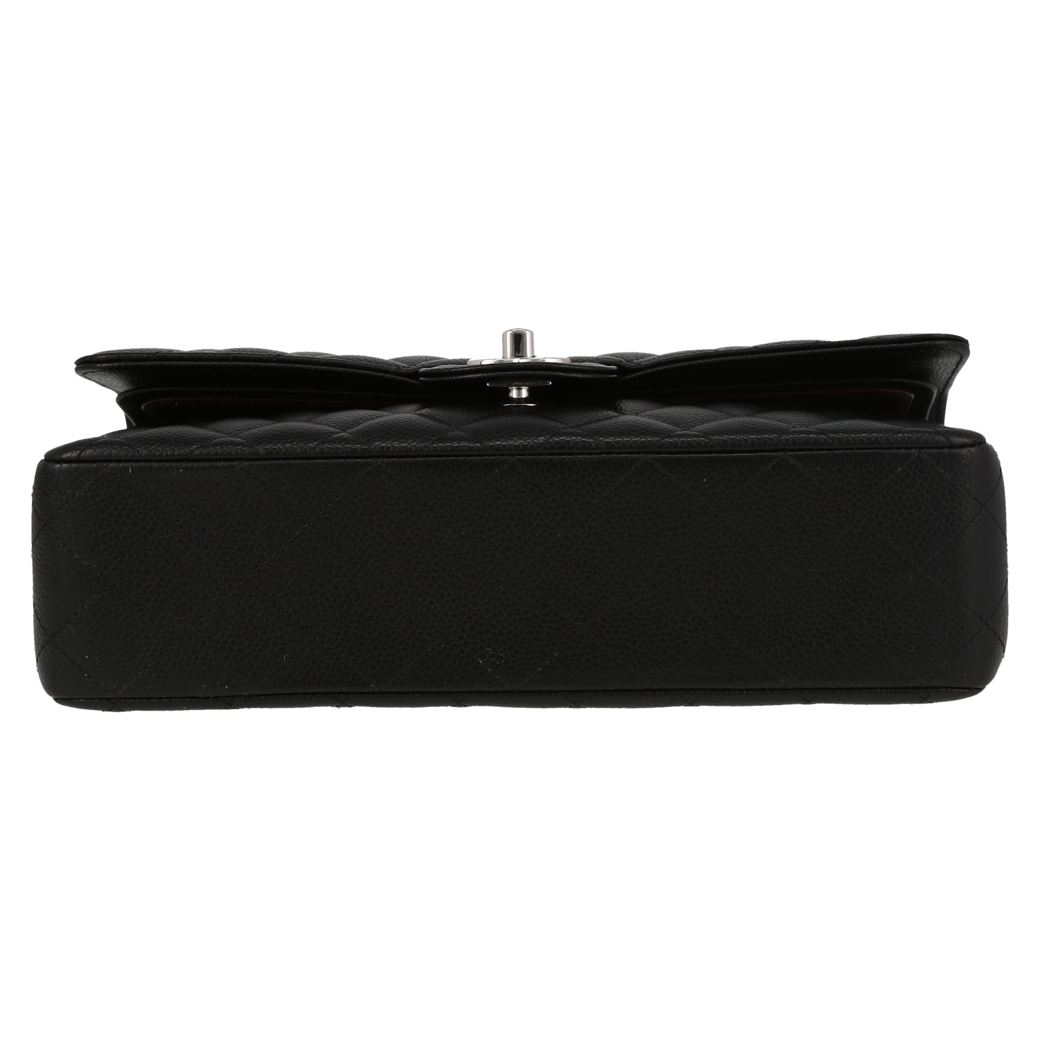 Chanel  Timeless Classic medium model  handbag  in black quilted grained leather - Detail D1