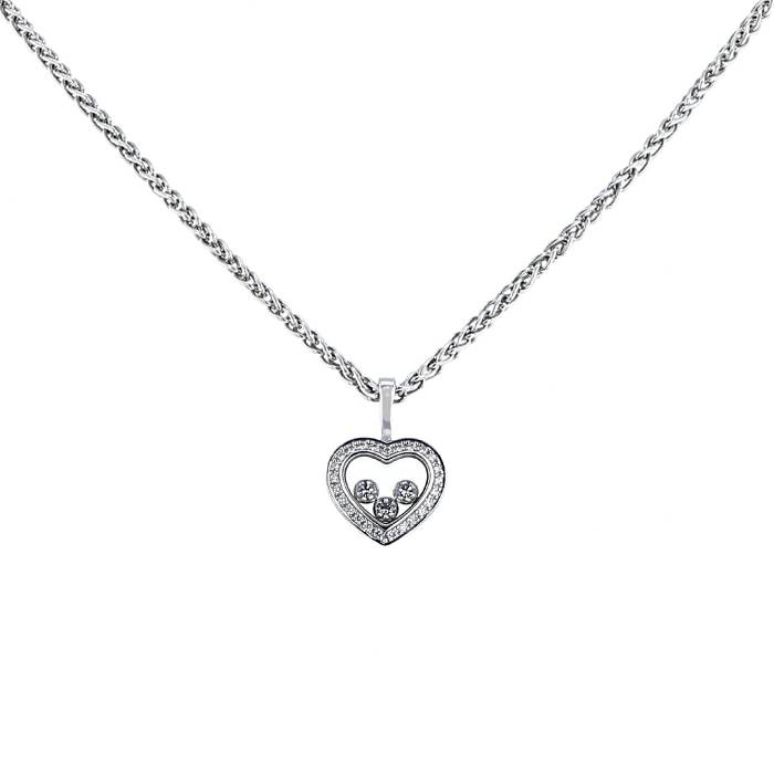 Chopard Happy Diamonds Blue Sapphire 18K Gold Circle Pendant Necklace