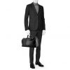 Borsa weekend Louis Vuitton Keepall 45 in tela monogram grigia e pelle nera - Detail D1 thumbnail