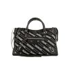 Balenciaga Classic City handbag in black printed canvas and black leather - 360 thumbnail