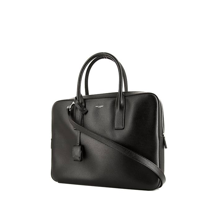 Saint Laurent Museum briefcase in black grained leather - 00pp