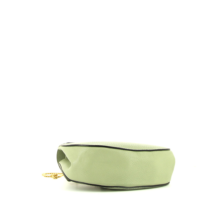 Chloé Drew shoulder bag in Almond green grained leather - Detail D4