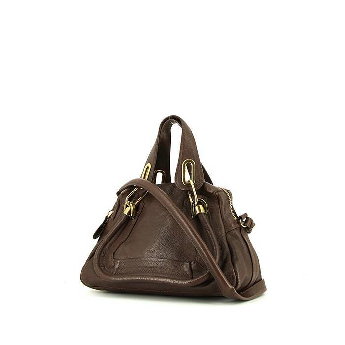 Chloé Paraty handbag in brown grained leather - 00pp