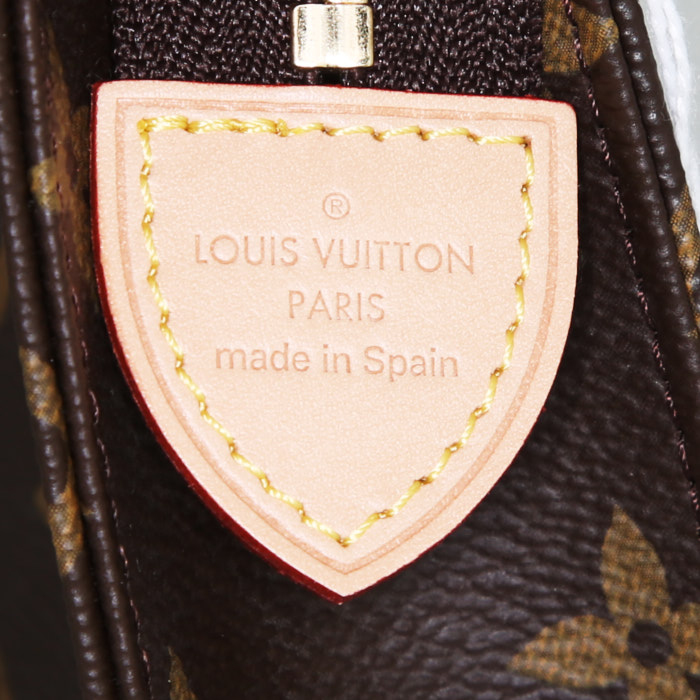 Louis Vuitton Pochette 26 in tela monogram marrone e pelle naturale - Detail D3