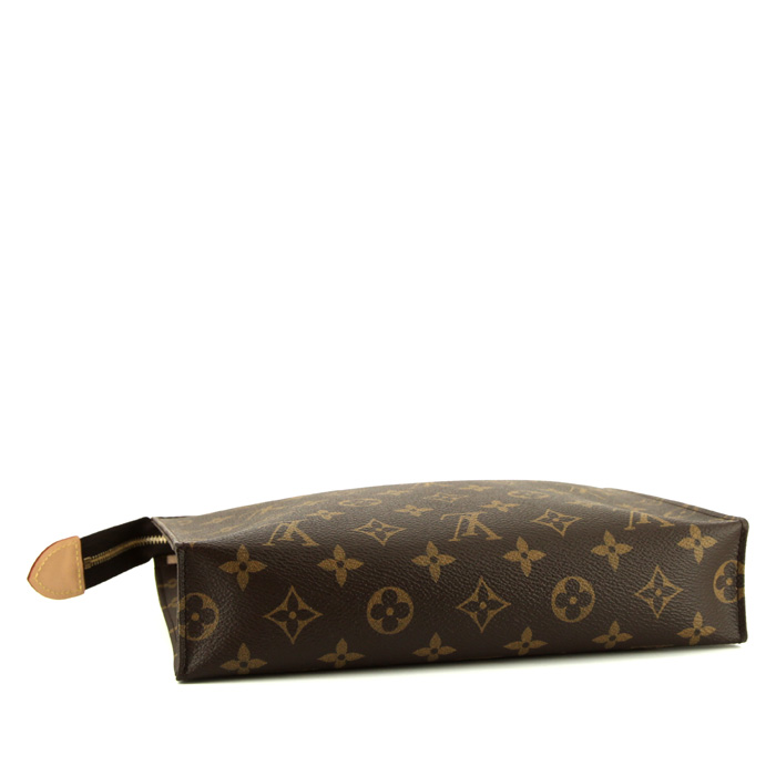 Louis Vuitton Pochette 26 en lona Monogram marrón y cuero natural - Detail D4