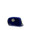 Bolso bandolera Gucci GG Marmont Camera en terciopelo acolchado azul - 00pp thumbnail