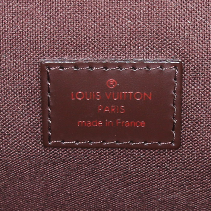 Sac bandoulière Louis Vuitton  Melville en toile damier ébène et cuir marron - Detail D3