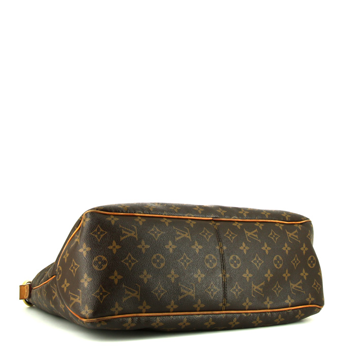 Borsa da spalla o a mano Louis Vuitton Delightful in tela monogram marrone e pelle naturale - Detail D4