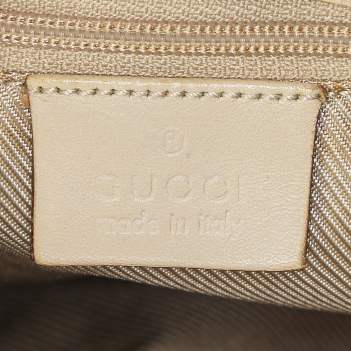 Borsa Gucci Jackie in tela monogram grigia e pelle color crema - Detail D3