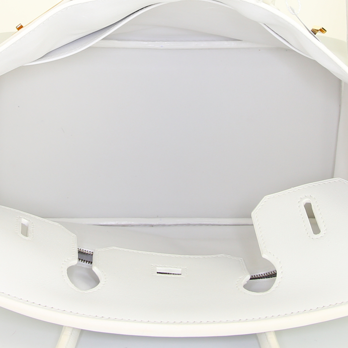 Bolso de mano Hermes Birkin 30 cm en cuero swift blanco - Detail D2