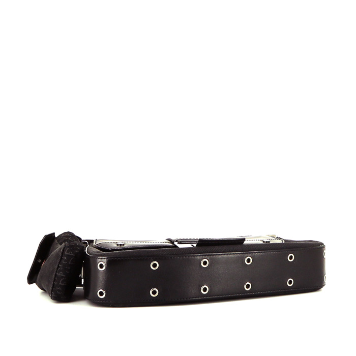 Dior Street Chic handbag in black canvas and black leather - Detail D4