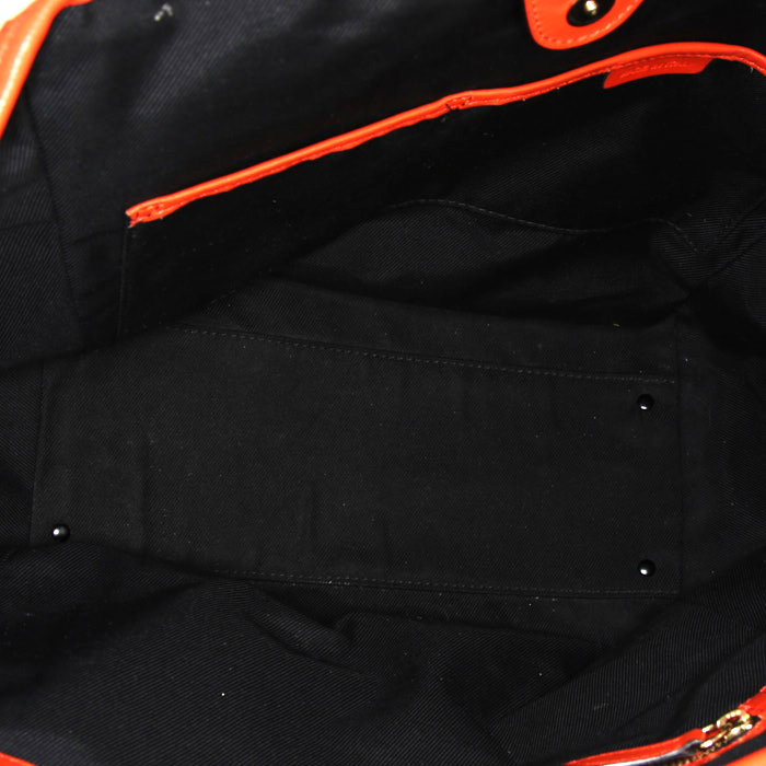 Sac à main Burberry Canterbury en toile Haymarket beige et cuir orange - Detail D2