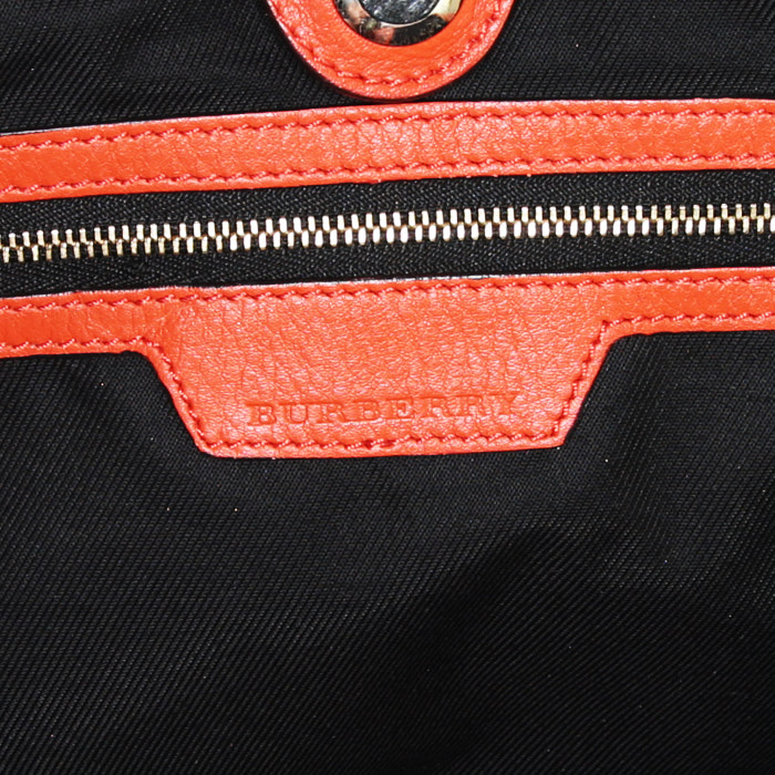 Sac à main Burberry Canterbury en toile Haymarket beige et cuir orange - Detail D3