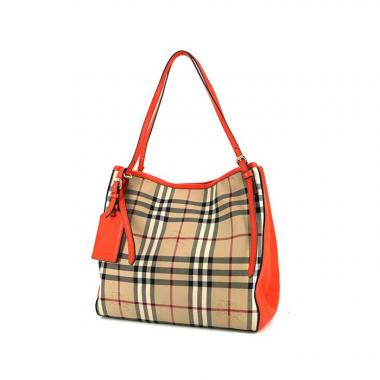 Bolso de mano Burberry Canterbury en lona Haymarket beige y cuero naranja