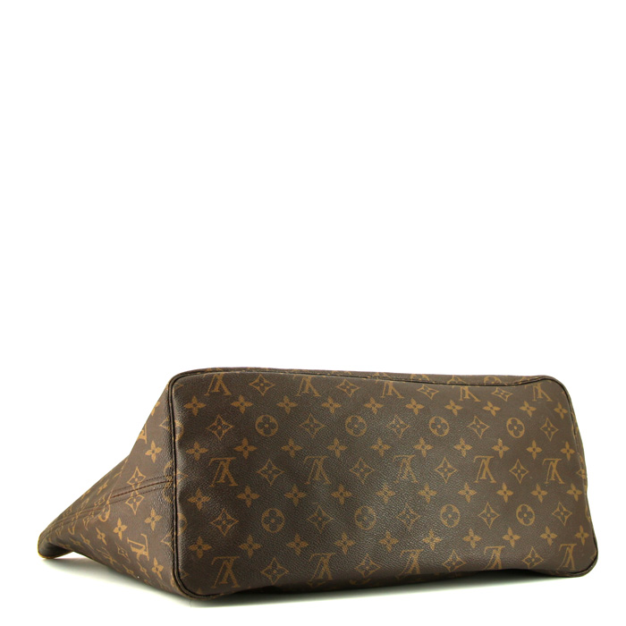 Shopping bag Louis Vuitton Neverfull modello grande in tela monogram e pelle naturale - Detail D4