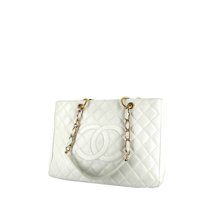 Chanel Shopping GST shopping bag in white quilted grained leather - 00pp