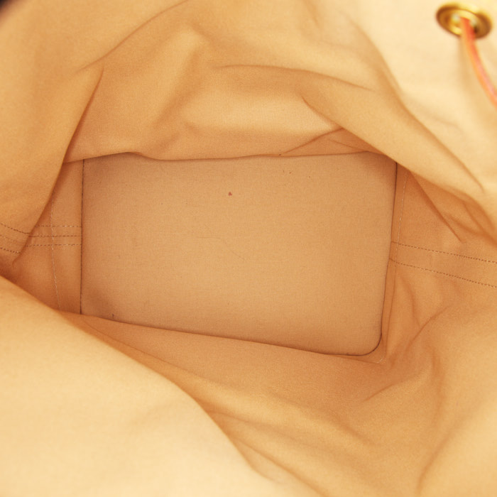 Shopping bag Louis Vuitton grand Noé modello grande in tela a scacchi e pelle naturale - Detail D2