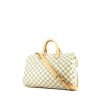 Louis Vuitton Speedy 35 shoulder bag in azur damier canvas and natural leather - 00pp thumbnail