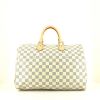 Louis Vuitton Speedy 35 shoulder bag in azur damier canvas and natural leather - 360 thumbnail