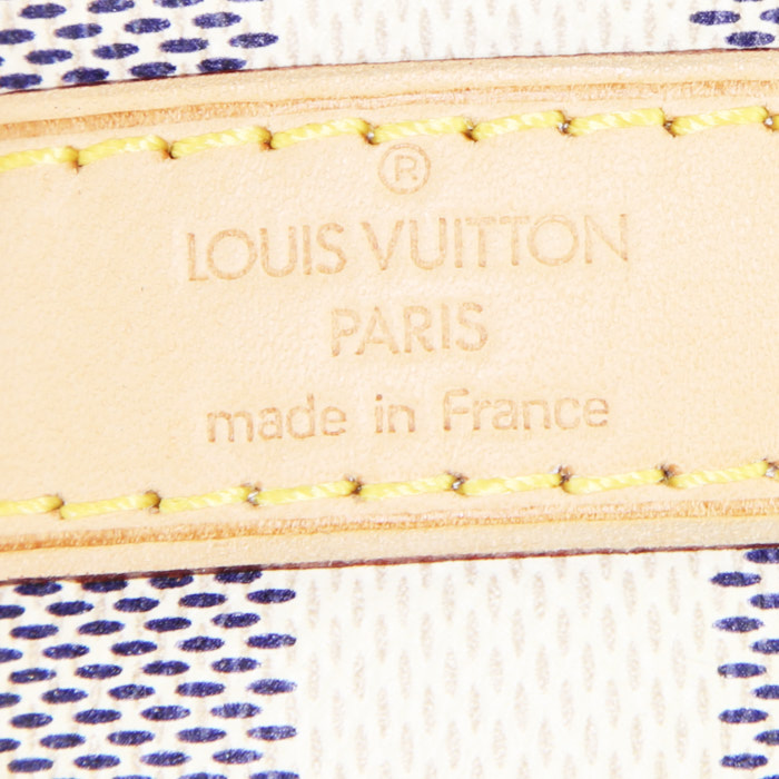 Louis Vuitton Speedy 35 shoulder bag in azur damier canvas and natural leather - Detail D4