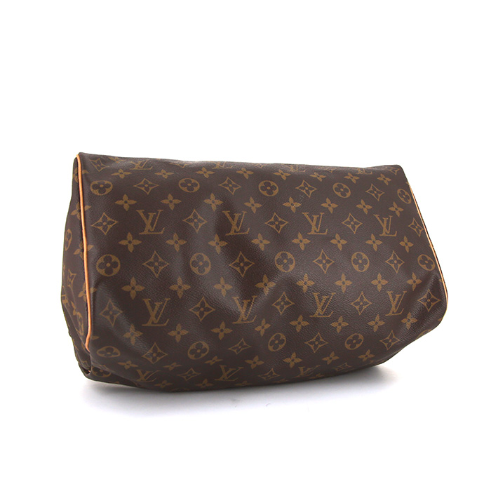Louis Vuitton  Speedy 35 handbag  monogram canvas  and natural leather - Detail D4