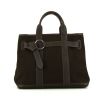 Hermès handbag in brown leather and brown canvas - 360 thumbnail