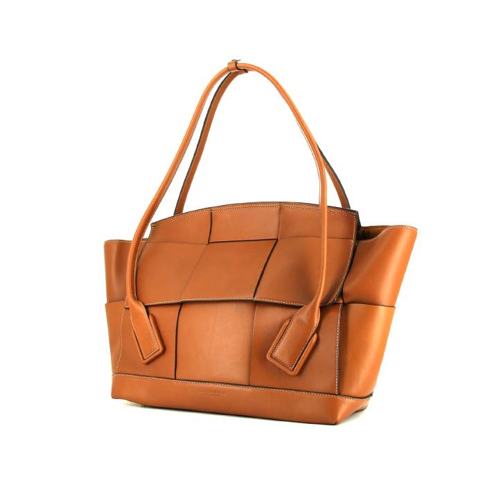 Bottega Veneta Light Orange Calfskin Leather Shoulder Pouch Bag