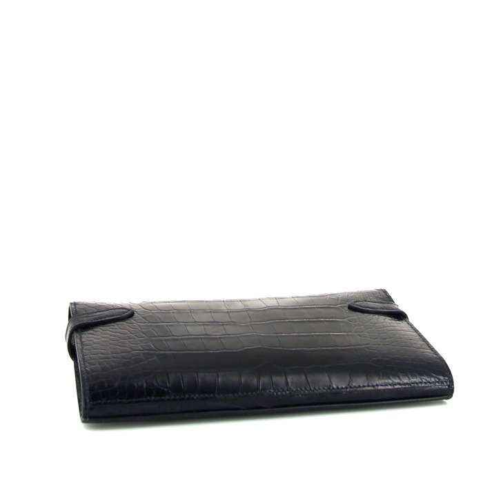 Billetera Hermès Kelly wallet en aligátor azul oscuro - Detail D5