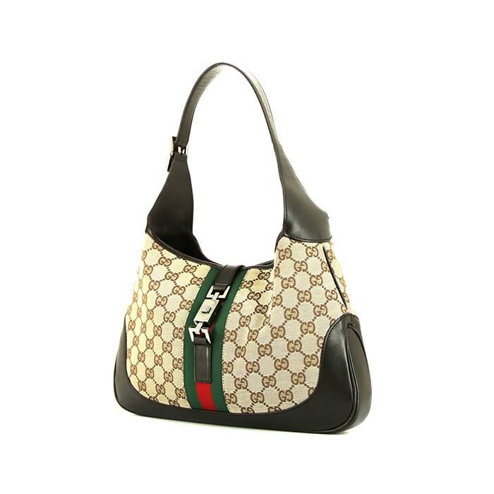 Gucci Jackie handbag in brown monogram canvas and brown leather - 00pp