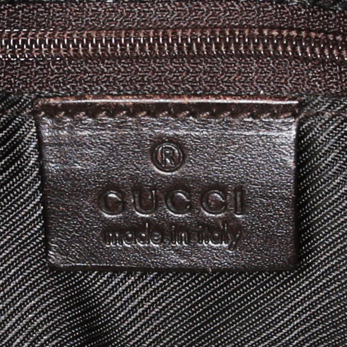 Sac à main Gucci Jackie en toile monogram marron et cuir marron - Detail D3
