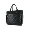 Chanel  Biarritz shopping bag  in black quilted leather  and black canvas - 00pp thumbnail