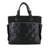 Chanel  Biarritz shopping bag  in black quilted leather  and black canvas - 360 thumbnail