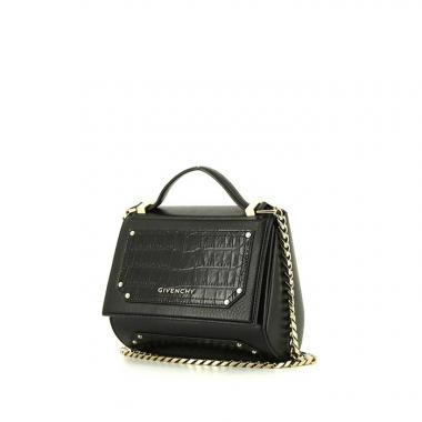Bolso de mano Givenchy Pandora Box en cuero negro y cuero liso negro